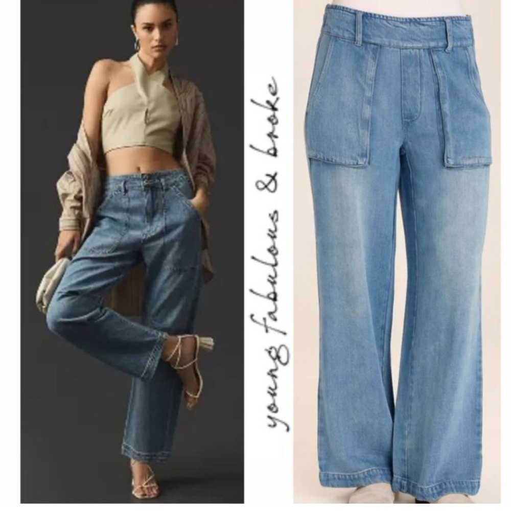 YFB Young Fabulous & Broke Sadie soft wide leg denim look festival boho Medium